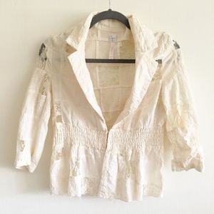 Aqua white lace jacket
